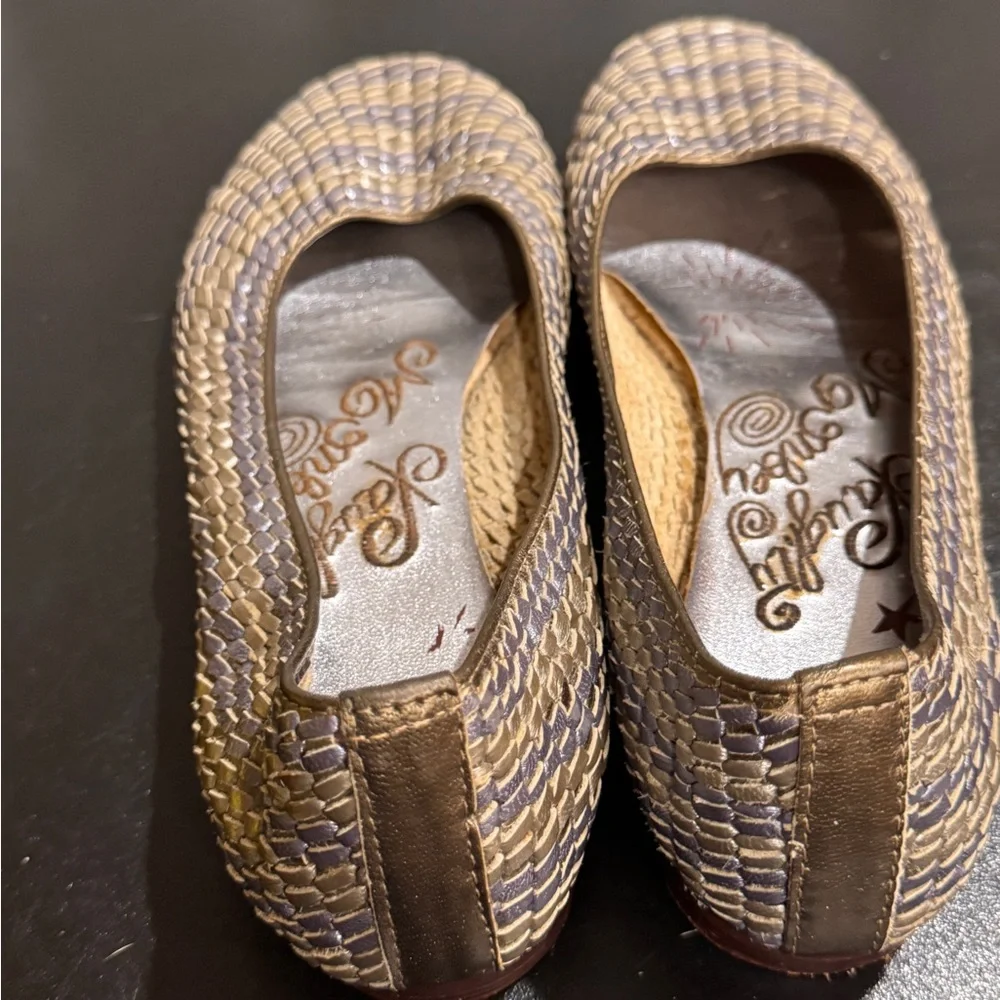 Naughty Monkey Metallic leather woven silver and blue Flats sizes 8
